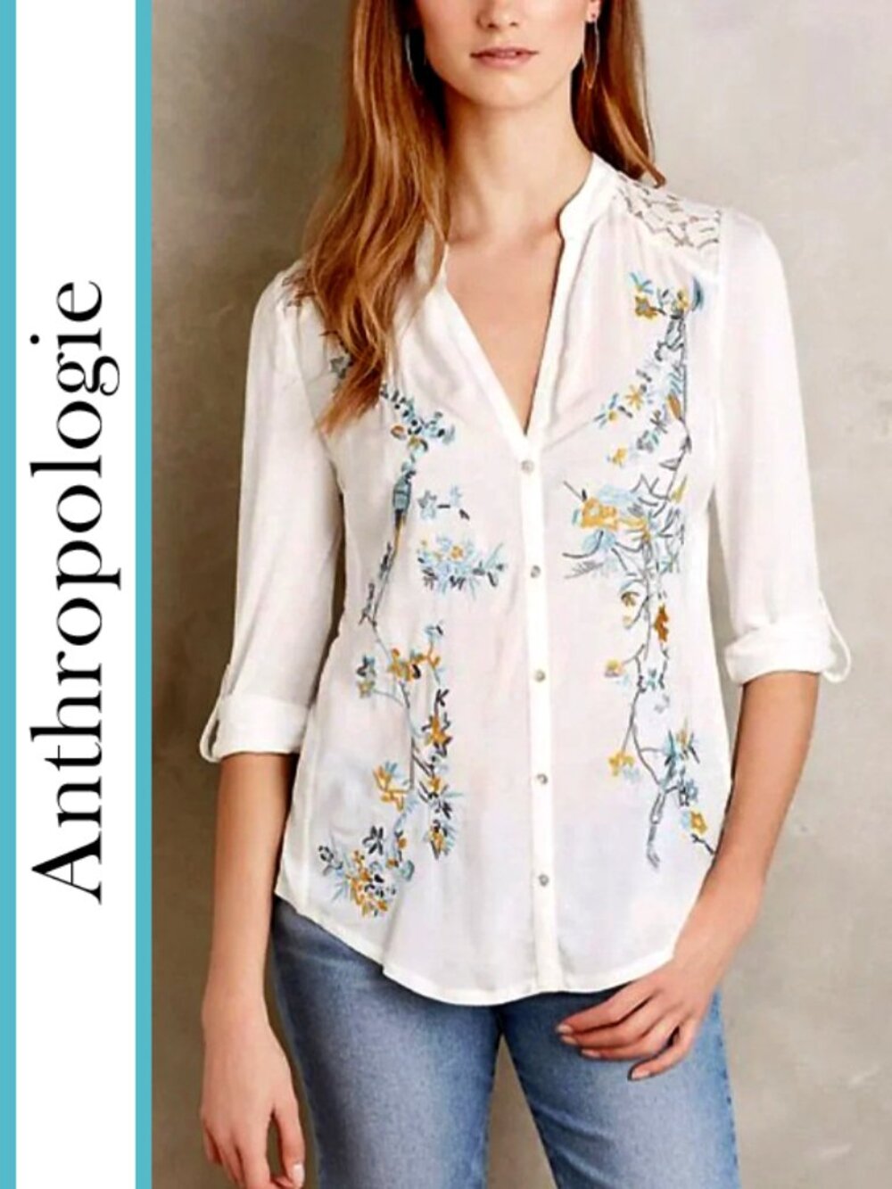 Anthropologie/Tiny | 'Kalei' Embroidered Shirt Top